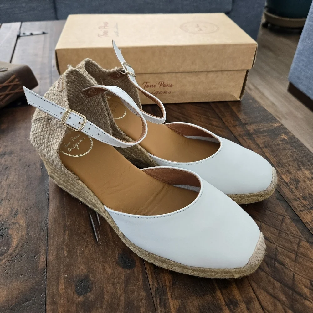 Toni Pons Costa 5 Lloret Espadrille White Leather. Size US 7.5. New.
